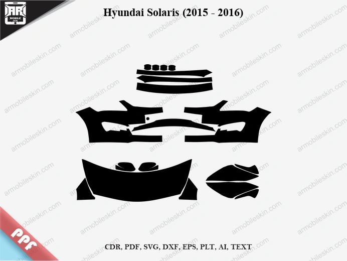 Hyundai Solaris (2015 - 2016) Car Exterior Front PPF Template