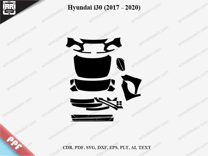 Hyundai i30 (2017 - 2020) Car Exterior Front PPF Template