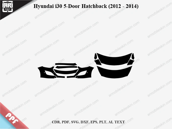 Hyundai i30 5-Door Hatchback (2012 - 2014) Car Exterior Front PPF Template
