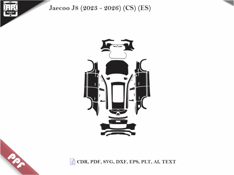 Jaecoo J8 (2023 – 2026) (CS) (ES) Full Car Body PPF Cutting Template