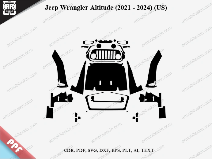 Jeep Wrangler Altitude (2021 - 2024) (US) Car Exterior Front PPF Template