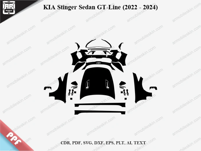 KIA Stinger Sedan GT-Line (2022 - 2024) Car Exterior Front PPF Template
