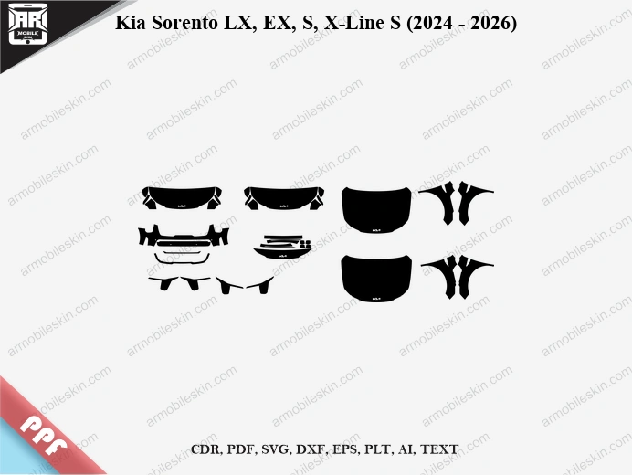 Kia Sorento LX, EX, S, X-Line S (2024 - 2026) Car Exterior Front PPF Template