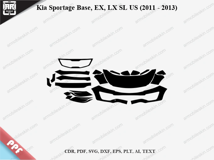 Kia Sportage Base, EX, LX SL US (2011 - 2013) Car Exterior Front PPF Template