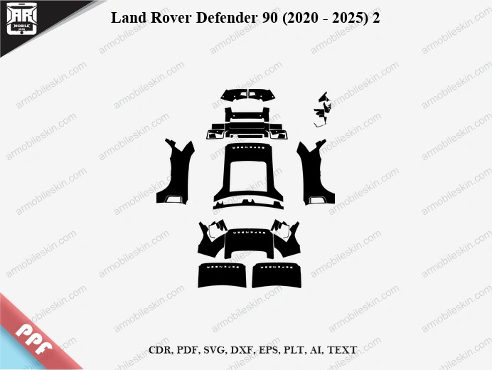 Land Rover Defender 90 (2020 - 2025) 2 Car Exterior Front PPF Template