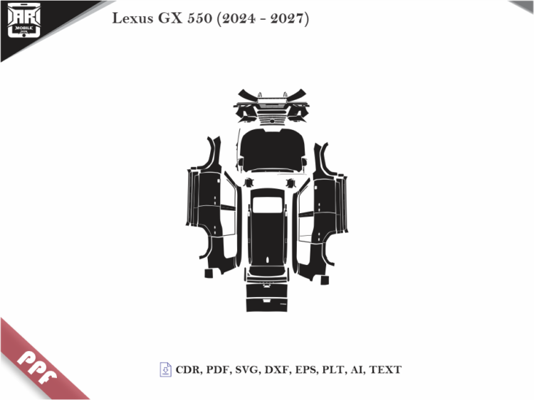 Lexus GX 550 (2024 – 2027) Full Car Body PPF Cutting Template