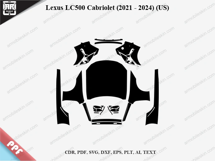 Lexus LC500 Cabriolet (2021 - 2024) (US) Car Exterior Front PPF Template