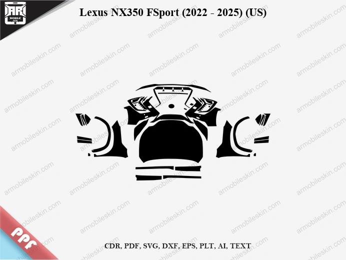 Lexus NX350 FSport (2022 - 2025) (US) Car Exterior Front PPF Template