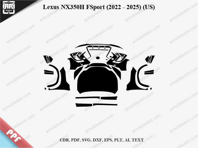 Lexus NX350H FSport (2022 - 2025) (US) Car Exterior Front PPF Template