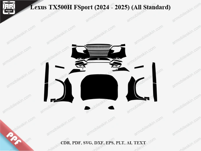 Lexus TX500H FSport (2024 - 2025) (All Standard) Car Exterior Front PPF Template