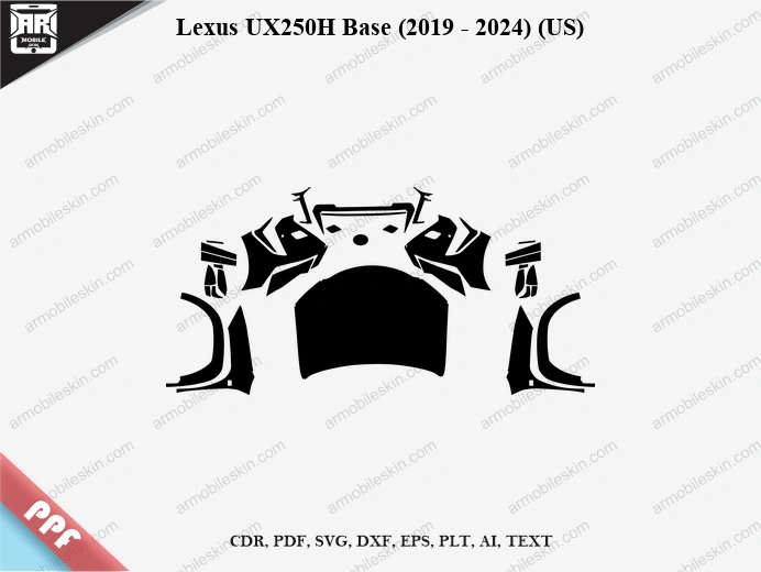 Lexus UX250H Base (2019 - 2024) (US) Car Exterior Front PPF Template