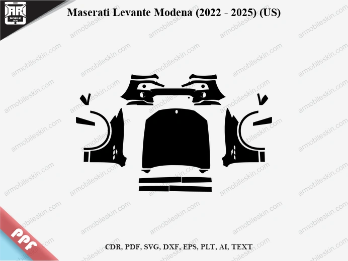 Maserati Levante Modena (2022 - 2025) (US) Car Exterior Front PPF Template