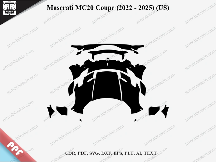 Maserati MC20 Coupe (2022 - 2025) (US) Car Exterior Front PPF Template
