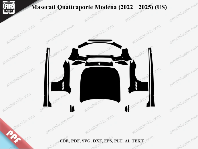 Maserati Quattraporte Modena (2022 - 2025) (US) Car Exterior Front PPF Template