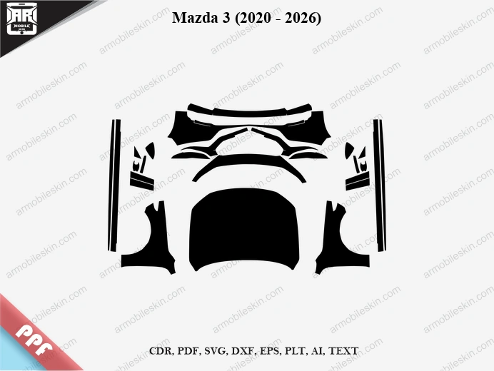 Mazda 3 (2020 - 2026) Car Exterior Front PPF Template