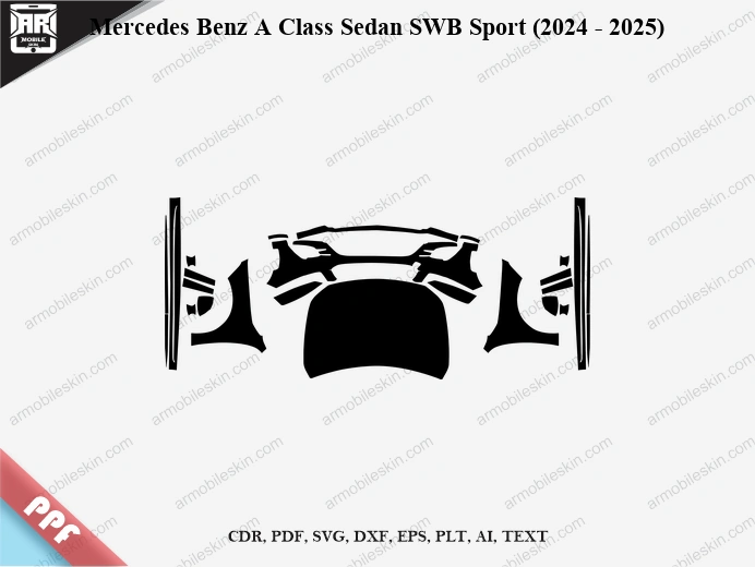 Mercedes Benz A Class Sedan SWB Sport (2024 - 2025) Car Exterior Front PPF Template