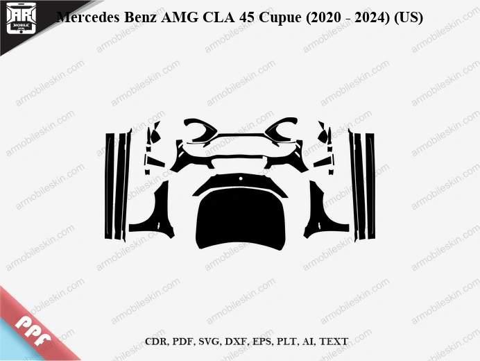 Mercedes Benz AMG CLA 45 Cupue (2020 - 2024) (US) Car Exterior Front PPF Template