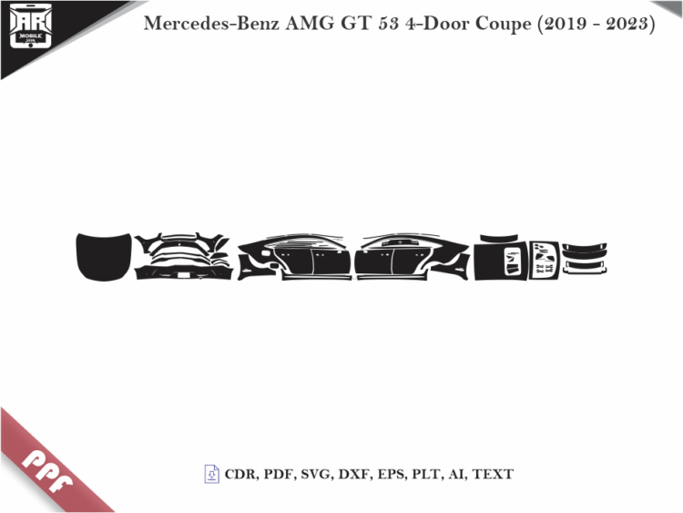 Mercedes-Benz AMG GT 53 4-Door Coupe (2019 – 2023) Full Car Body PPF Cutting Template