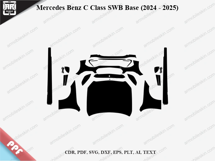 Mercedes Benz C Class SWB Base (2024 - 2025) Car Exterior Front PPF Template