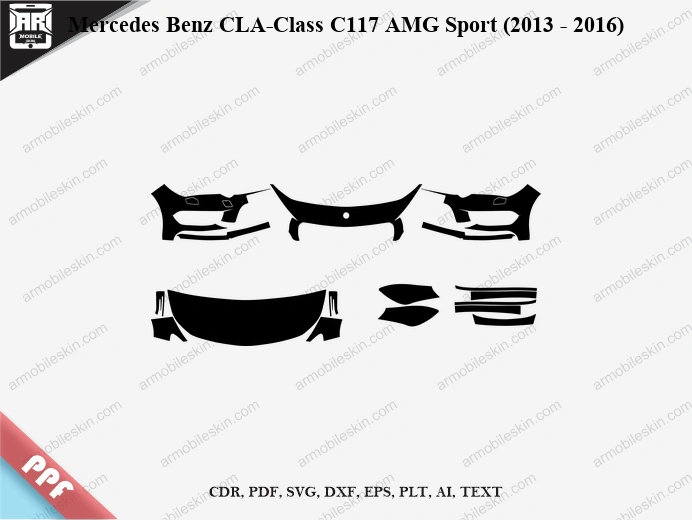 Mercedes Benz CLA-Class C117 AMG Sport (2013 - 2016) Car Exterior Front PPF Template