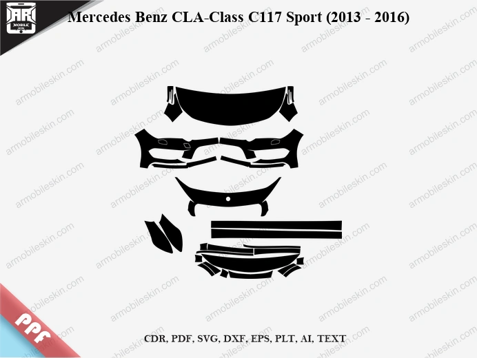 Mercedes Benz CLA-Class C117 Sport (2013 - 2016) Car Exterior Front PPF Template