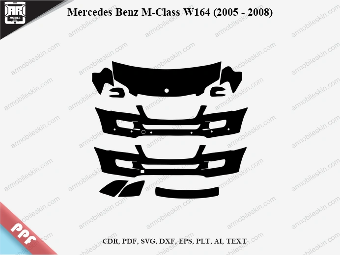 Mercedes Benz M-Class W164 (2005 - 2008) Car Exterior Front PPF Template