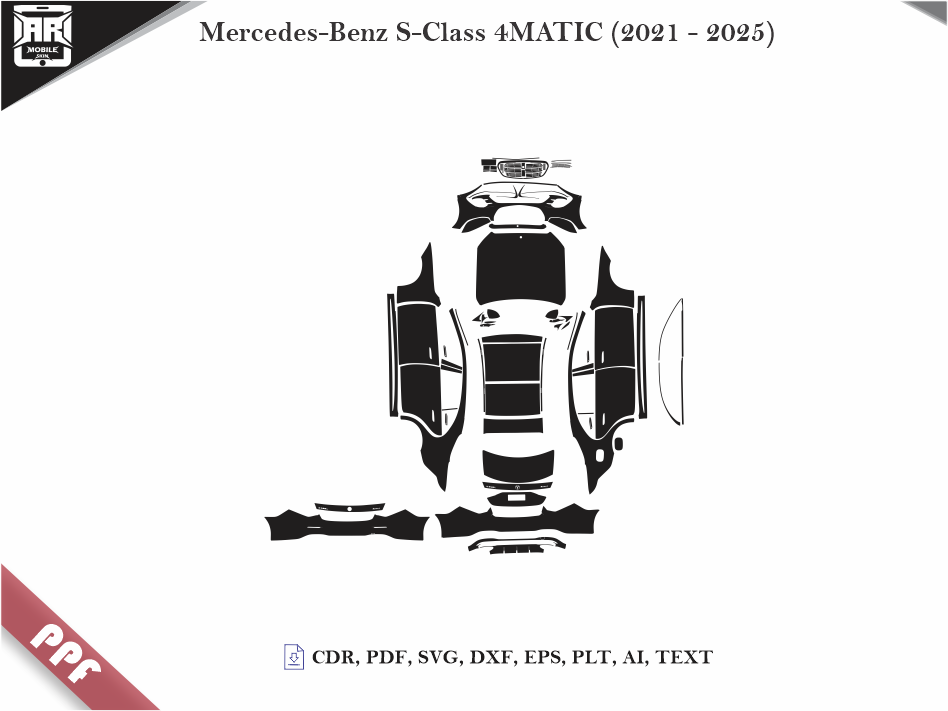 Mercedes-Benz S-Class 4MATIC (2021 - 2025) Car Body PPF Cutting Template