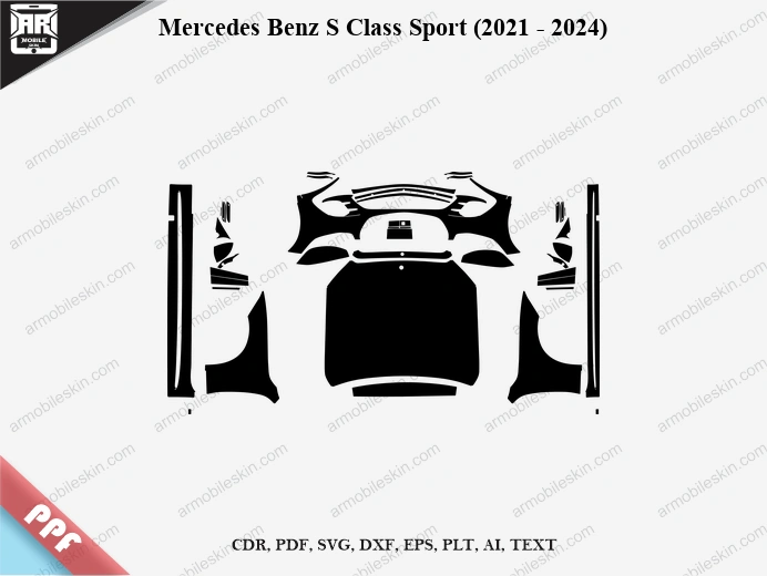 Mercedes Benz S Class Sport (2021 - 2024) Car Exterior Front PPF Template