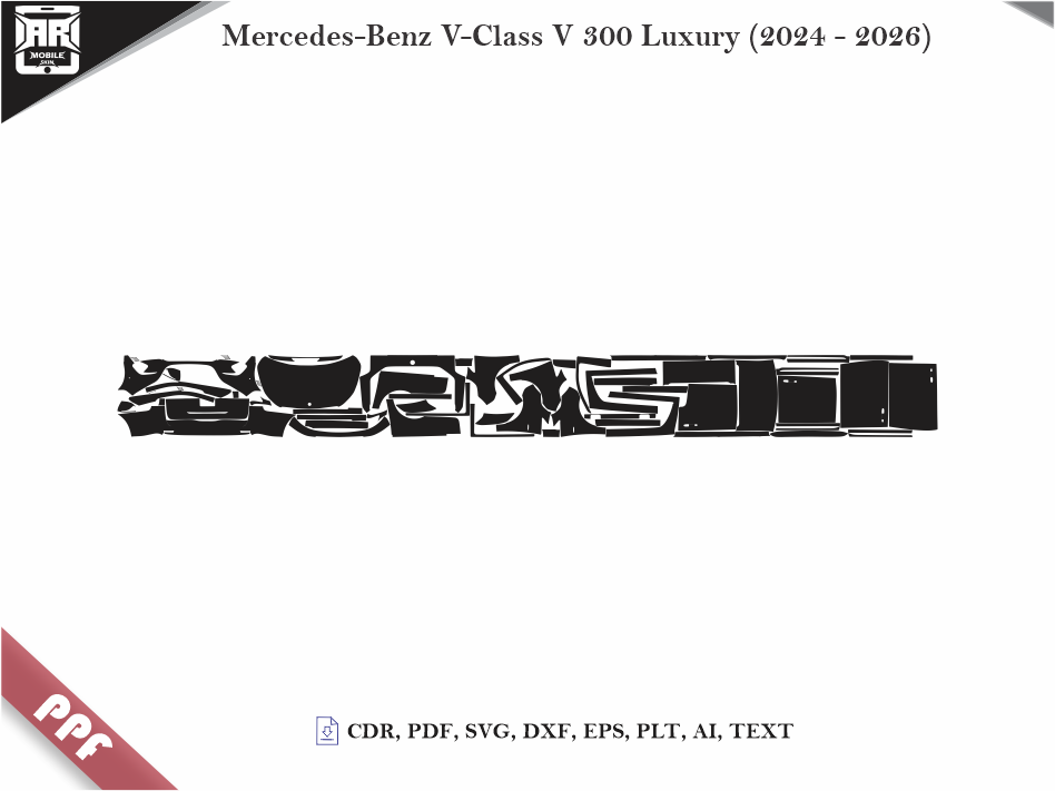 Mercedes-Benz V-Class V 300 Luxury (2024 - 2026) Car Body PPF Cutting Template