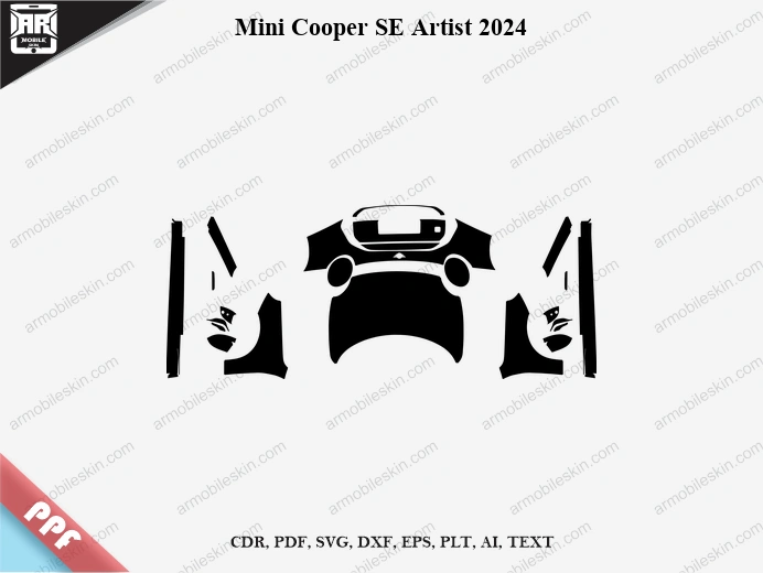 Mini Cooper SE Artist 2024 Car Exterior Front PPF Template
