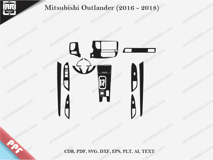 Mitsubishi Outlander (2016 - 2018) Car Interior PPF Cut Template