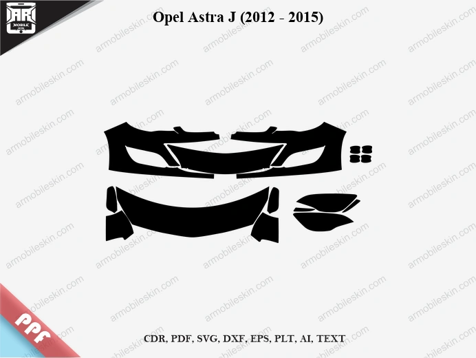 Opel Astra J (2012 - 2015) Car Exterior Front PPF Template