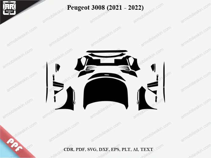 Peugeot 3008 (2021 - 2022) Car Exterior Front PPF Template