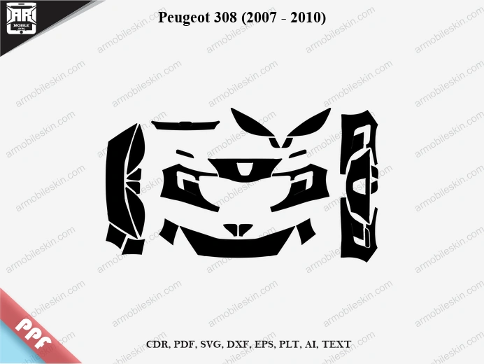 Peugeot 308 (2007 - 2010) Car Exterior Front PPF Template