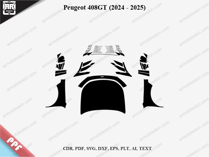 Peugeot 408GT (2024 - 2025) Car Exterior Front PPF Template