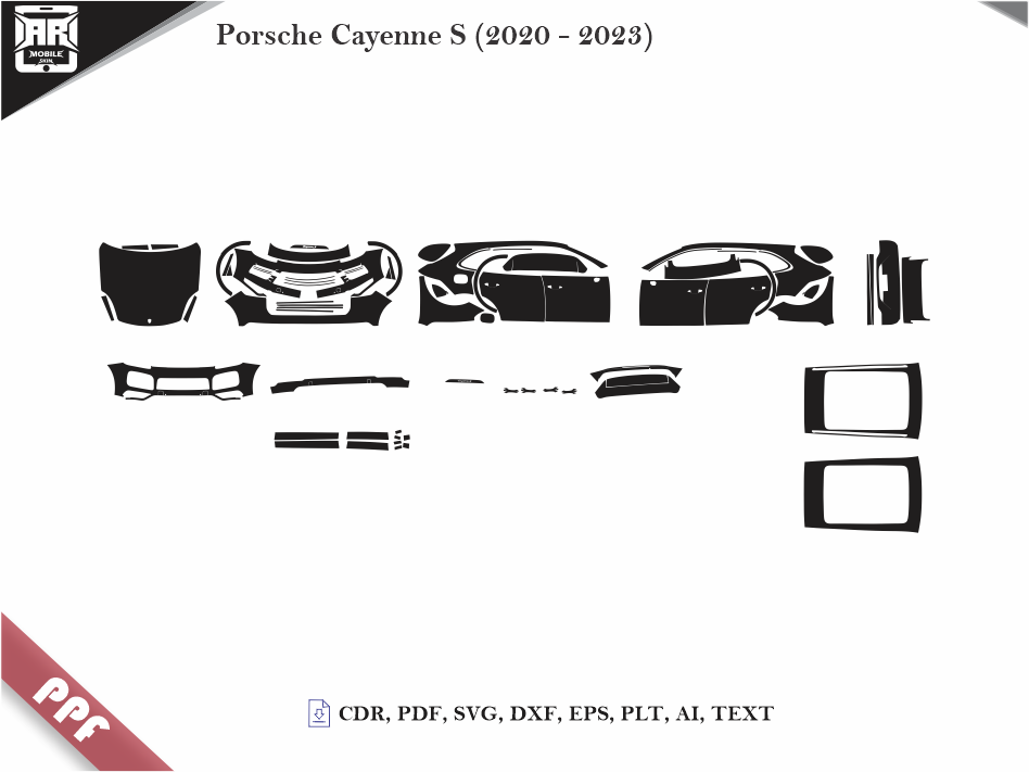 Porsche Cayenne S (2020 - 2023) Car Body PPF Cutting Template
