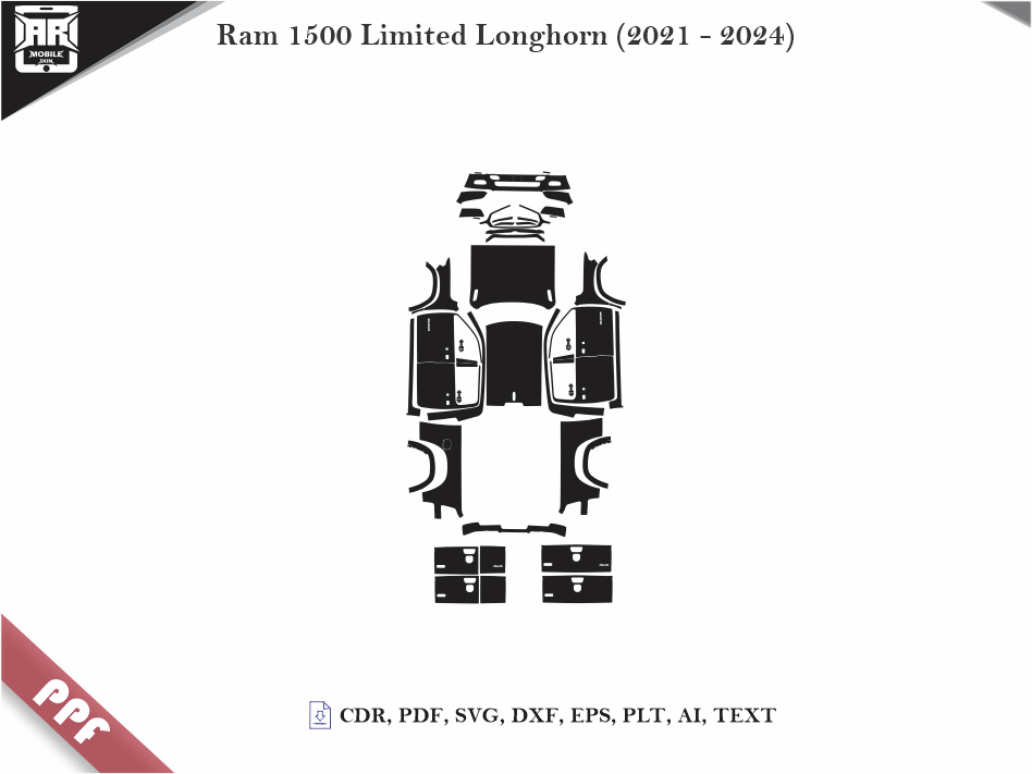 Ram 1500 Limited Longhorn (2021 - 2024) Car Body PPF Cutting Template