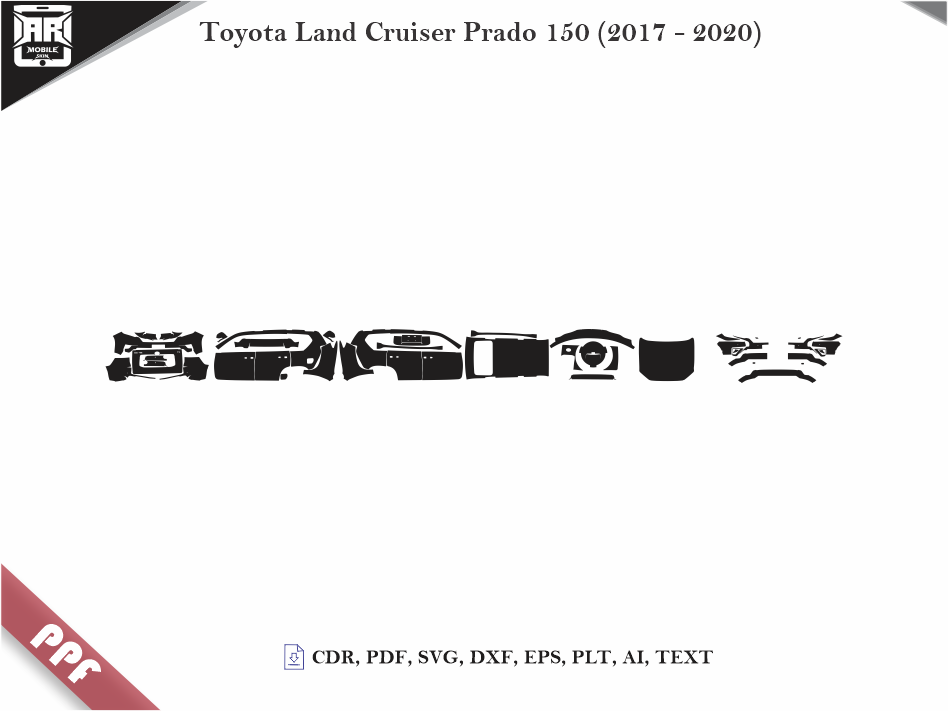 Toyota Land Cruiser Prado 150 (2017 - 2020) Car Body PPF Cutting Template