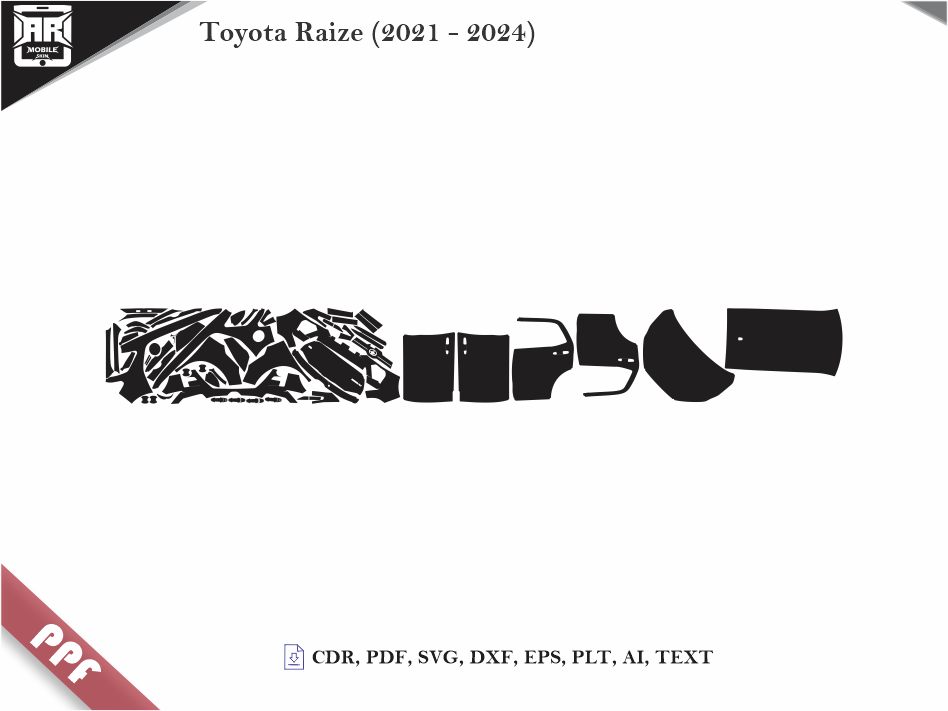 Toyota Raize (2021 - 2024) Car Body PPF Cutting Template