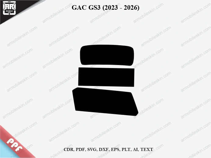 GAC GS3 (2023 - 2026) Car Screen PPF Template Vector Cut File